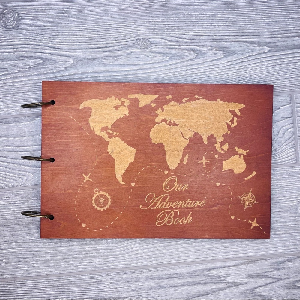 Our Adventure Book Wooden Scrapbook Photo Album Book Anniversary Wedding Gift